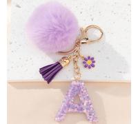 Porte-clés lettre (1 pièce), anneau pompon mignon et duveteux, à accrocher aux sacs, sacs à dos, voitures, cadeau idéal pour les filles, accessoire de portefeuille et de sac à main, porte-clés à pompo