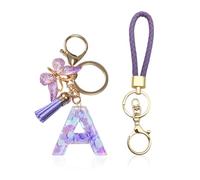 Porte-Clés Lettre A 1 Pièce, Porte-Clés Tissé 1 Pièce, Cadeau Porte-Clés Pour Filles, Porte-Clés Lettre Papillon, Porte-Clés Lettre À Paillettes