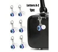 Porte-clés lettre A-Z œil bleu mauvais, pendentif décoratif amulette porte-bonheur en alliage, breloque de sac, porte-clés de voiture, cadeau pour amis, camarades de classe, couples, famille Lettre A 