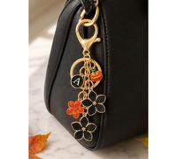 Porte-clés lettre fleur mignon, pendentif émail citrouille d'Halloween, breloque de sac fleur, accessoire de sac avec fermoir mousqueton, porte-clés lettre personnalisé, convient pour les clés de voit