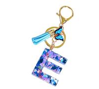 Porte-clés lettre initiale en résine pour femme - Pendentif en résine époxy - Accessoire élégant pour et adultes - Ornements de sac à dos pour voyage, école, E, Refer to description