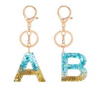 Porte-Clés Lettre Majuscule 2 Pièces, Porte-Clés Lettre Scintillante, Porte-Clés Pendentif en Résine, Porte-Clés Fermoir À Homard, Porte-Clés pour Femmes