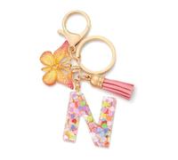 Porte-clés Lettre N Pendentif Papillon (rose)