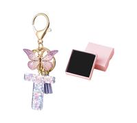 Porte-Clés Lettre Papillon 1 Pièce, Boîte Cadeau 1 Pièce, Porte-Clés Lettre Colorée, Porte-Clés Pendentif Pompon, Porte-Clés pour Femmes