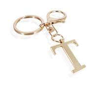 Porte-clés lettre,porte-clés lettre a-Z en acier inoxydable or pour sac à main Clé sac à dos,hommes et femmes (T)