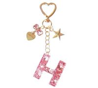 Porte-CléS Lettre Rose Porte-Clés Lettre Initiale Avec Lettres Pour Filles Femmes Keyring Avec Pendentif Amour Et Pampille Cadeau Pour Femme BaptêMe Communion Anniversaire Noël (H)