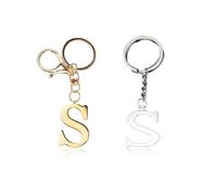 Porte-Clés Lettre S 2 Pièces, Porte-Clés Pour Femmes, Porte-Clés Lettre Personnalisé, Porte-Clés En Acier Inoxydable, Utilisé Pour Les Sacs, Clés, Pendentif Bricolage