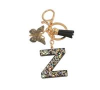Porte-clés lettres personnalisées, papillon noir avec pompon, initiales porte-clés comme petits cadeaux pour les femmes