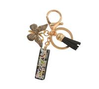 Porte-clés lettres personnalisées, papillon noir avec pompon, initiales porte-clés comme petits cadeaux pour les femmes