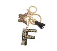 Porte-clés lettres personnalisées, papillon noir avec pompon, initiales porte-clés comme petits cadeaux pour les femmes