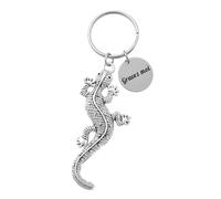 Porte-clés Lézard Salamandre Argenté Gravure Personnalisée Sur Médaille