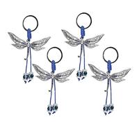 Porte-clés libellule œil du mal, 4 pièces, porte-clés amulette en alliage et verre tressé bleu, au design vintage, breloque décorative pour sacs à main, clés, sacs à dos et