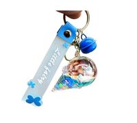 Porte-clés licorne flottante en forme de glace créative avec mouvement kawaii liquide et sable mouvant pour sac à clés de voiture pour filles, bleu, taille unique
