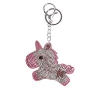 Porte-clés Licorne pailletée Rose avec Strass et Porte-clés et Mousqueton