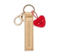 Porte-clés « Liebe das Leben » en cuir synthétique doré 10 cm avec cœur
