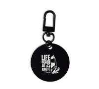 Porte-clés Life Begins At 25 Knots Sports Planche à voile, Porte-clés, Gravé, Tag, Cercle, Épingle, Mousqueton, Noir , taille unique