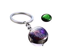 Porte-clés lumineux de luxe 12 constellations porte-bonheur pendentif boule de verre zodiaque chaîne de clés phosphorescent dans l'obscurité anneau de clés/symbolisant le succès, Cancer, L