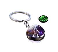 Porte-clés lumineux de luxe 12 constellations porte-bonheur pendentif boule de verre zodiaque porte-clés phosphorescent dans l'obscurité anneau de clés/symbolisant le succès, Vierge., L