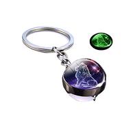 Porte-clés lumineux de luxe avec 12 constellations porte-bonheur en forme de boule de verre, pendentif zodiaque phosphorescent, symbolisant le succès