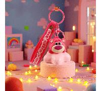 Porte-clés lumineux en forme d'étoile Toy Story de Disney Pixar, motif ours en peluche, matériau ABS durable, bracelet en silicone de qualité, parfait pour un usage quotidien et les voyages, design ad