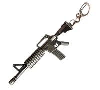 Porte-clés M4 tactique en alliage zamak chromé, mini fusil militaire, breloque de 10 cm + chaîne et anneau, au total 15 cm, design détaillé et résistant, accessoire militaire pour clés, sacs à dos ou