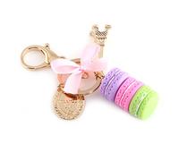 Porte-clés Macaron en Alliage Mignon Coloré Macaron Tour Eiffel Pendentif Voiture Charme Décoration pour Maison Enfants Cadeau de Fête Noël(13 * 5 * 4cm-Violet)
