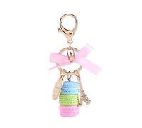 Porte-clés Macaron en Alliage Mignon Coloré Macaron Tour Eiffel Pendentif Voiture Charme Décoration pour Maison Enfants de Fête Noël(7 * 6 * 4cm-Bleu)