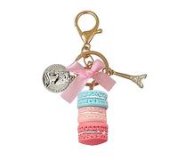 Porte-clés macaron | Porte-clés tendance en forme de gâteau de voiture pour femme - Accessoire de sac à main - Macaron avec tour - Bijoux pour filles, Bleu Rose 2, taille unique