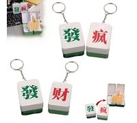 Porte-clés magnétique avec tuiles de Mahjong Pop-up,Coffret Cadeau Surprise Amusant avec tuiles de Mahjong,Cadeaux d'anniversaire de Noël Amusants pour Amis (Riche+Fou)