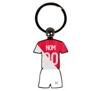 Porte-clés maillot Monaco domicile 2025-2026 personnalisable - Ajoutez votre nom et numéro - Cadeau supporter foot rouge et blanc