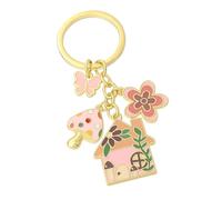 Porte-Clés Maison Fleurie - Porte Maison et Charme de Sac pour Femmes avec Métal Doré & Émail, Cadeaux Mignons pour Filles & Romantiques - Rose