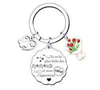 Porte-clés Maman Cadeau Fête des Mères - Cadeau Anniversaire Noël pour Maman, Acier Inoxydable Durable, Idée Cadeau Significatif de Fille et Fils