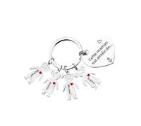 Porte-clés Maman Personnalisé Nom Cadeau Fete des Meres Pendentif Garçon et Fille Cadeau pour Maman Grand-mère Noël Anniversaire Porte-clés en acier inoxydable (b-4 name)