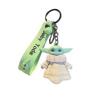 Porte-clés mandalorien 3D en caoutchouc PVC pour bébé Yoda L'enfant, motif mandalorien, jouet en PVC fait à la main, décoration de poupées, Vert, L