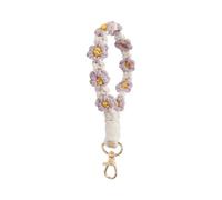 Porte-Clés Marguerite,Porte Clef Fleur Tissé Marguerite Design Bracelet Porte Clés en Macramé Doux Faits à La Main Porte-clés Exquis en Forme de Marguerite pour Femme et Fille,Violet