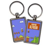 Porte-clés Mario Bros. Cadeau original pour les geeks. Porte-clés personnalisé. Image sur les deux côtés. Forme rectangulaire. Différents modèles disponibles. Mario Bros.