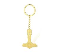 Porte-clés marteau de Thor Viking en acier inoxydable Mjolnir nordique vintage amulette païenne, doré, taille unique
