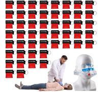 Porte-clés masque de réanimation (50 pièces), masque de réanimation avec membrane et valve unidirectionnelle, barrière respiratoire, masque de poche pour la formation