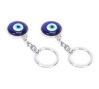 Porte-clés Mauvais œil, 2 Pièces, Porte-clés Mauvais œil, Bijoux œil Bleu Turc, Amulette en Alliage, Glaçage coloré, 2 Pièces, Porte-clés Mauvais œil pour la Protection de la