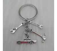 Porte-Clés Mécanique Papa Père Porte-Clés Initial Cadeau De Fête Des Pères Lettre A-Z Camion Porte-Clés Camion Porte-Clés Voiture Camion Amant Cadeau - Type Silver-2
