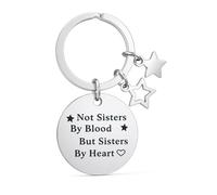 Porte-Clés Meilleurs Amis Bagages Décor - Porte-Clé d'amitié gravé Pas soeurs par le sang... avec breloques étoiles. Pour meilleurs amis.