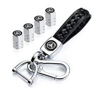 Porte-clés Mercedes Benz avec bouchons de valve, porte-clés en cuir et bouchons de valve Combo pour Mercedes Benz C E S M série CLK GLK GL AB AMG GLS GLE AMG
