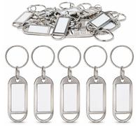 Porte-clés Métallique avec Étiquette à Écrire - Set Réutilisable, Étiquette Amovible et Protection Transparente - 2 Pièces pour Clés, Valise, Bureau, Maison & Collier Animal