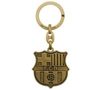 Porte-clés métallique officiel Barcelone FC avec écusson en relief Finition dorée élégante Produit sous licence pour fans de Barça Design résistant et durable, or, S