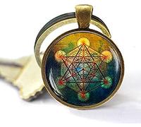 Porte-clés Metatron Cube Géométrie Sacrée Bijoux Metatron Cube Géométrique Porte-clés Bijoux pour Homme