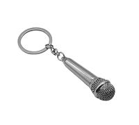 Porte-clés microphone karaoké gadgets musique accessoires sac à dos idée cadeau homme femme enfant pendentif créatif 3D, argent, Taille Unique