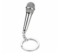 Porte-Clés Microphone - Porte-Clef Musique de Sac pour Femmes avec un Design Réaliste de Mini Micro, Cadeaux de Porte-Clé Mignon pour Chanteurs, Amis, Style Rock et Hip-Hop