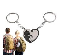 Porte-clés mignon assorti en forme de chat - Porte-clés en forme de cœur | Puzzle assorti noir et blanc, pendentif assorti de puzzle de chats, porte-clés romantique assorti pour les amoureux des chats