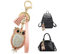 Porte-clés Mignon Chouette, Hibou Porte-clés Strass, Pendentif Hibou Porte-clefs, pour Décoration Porte Clés Dames, Sac Décoratif, Accessoires Voiture (Rose)