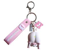 Porte-clés mignon en forme de cochon chrysanthème amusant à suspendre - Décoration à suspendre - Jouet en forme de cochon - Pour femme et couple, rose